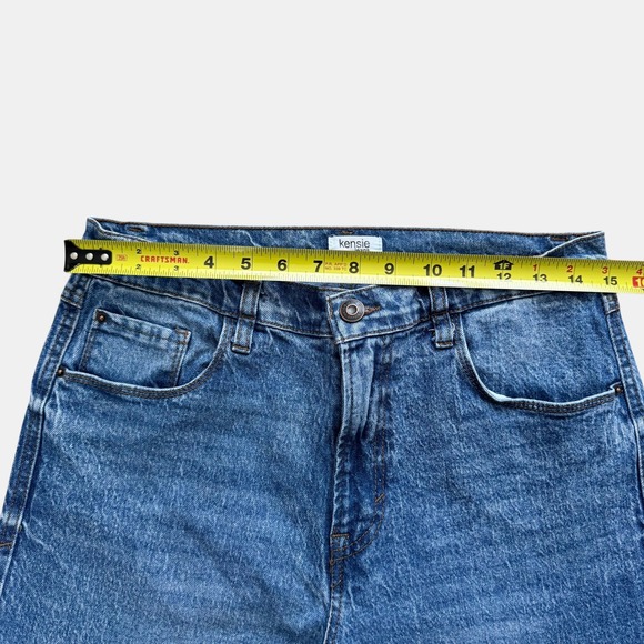 Kensie Jeans Retro Luxe Stretch High Rise Wide Leg Raw Hem Blue Denim Sz 8 10 - Picture 4 of 9